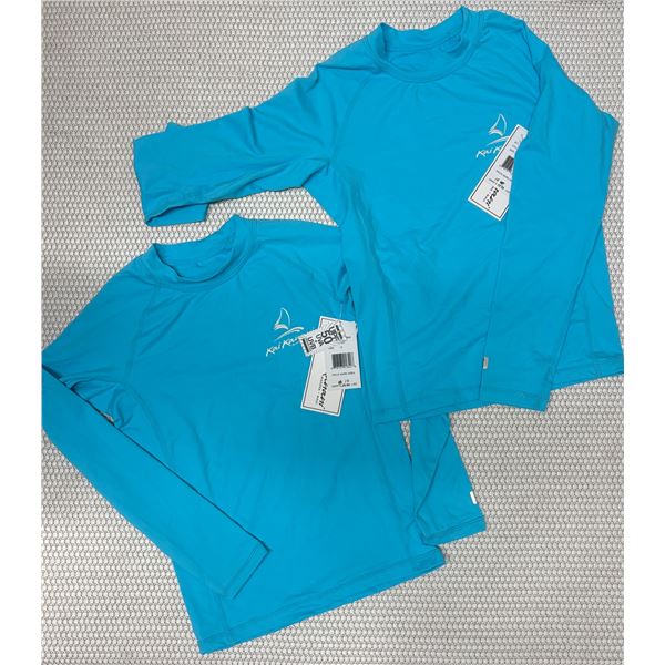 Youth Size 10 & 12 Aqua Blue Long Sleeve Rash Guard