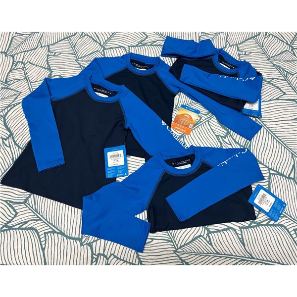 Qty 5 Youth Size 2T, 3T, 4T Black/Bright Indigo Sandy Shores Long Sleeve Sun Shirts