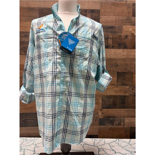 Men's Size L Blue Plaid PFG Super Tamiami Long Sleeve Shirt