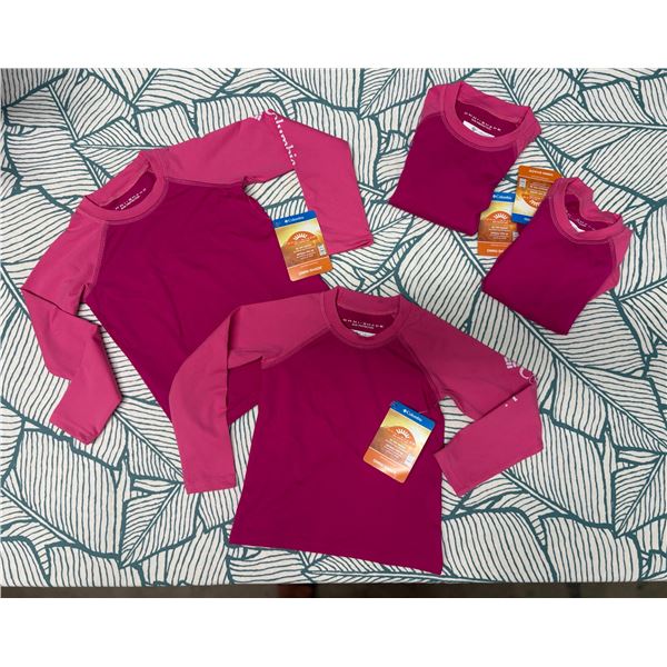 Qty 4 Youth Size 2T (2), 3T (1), 4T (1) Two-Tone Pink Sandy Shores Long Sleeve Sun Shirts