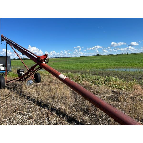 Sakundiak 8" x 40 ft grain auger c/w Subaru 13.5 HP electric start motor