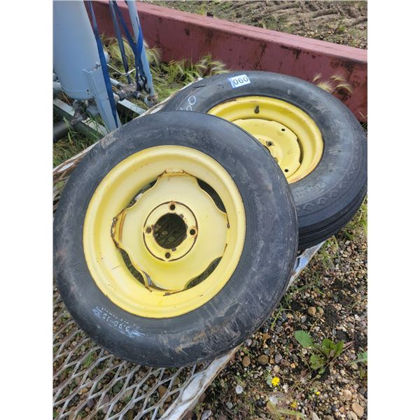 7.6-15 V.G. tire c/w 5-hole rim & 5.9x15 tire c/w 4-hole rim