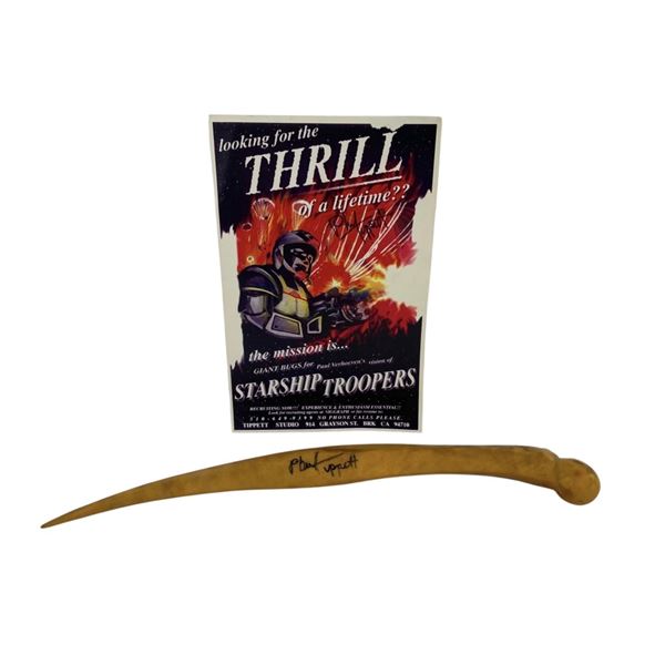 Starship Troopers (1997) - Signed Warrior Bug Claw And Phil Tippett Recruiting Poster