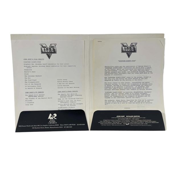 1984 (1984) - Press Kit from Propmaster Ken Hawryliw