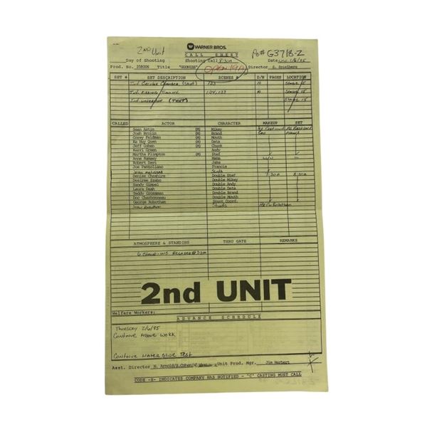 The Goonies (1985) - CallSheet