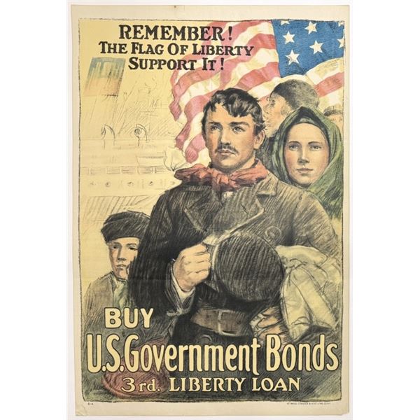 1918 Remember The Flag of Liberty Bonds Poster