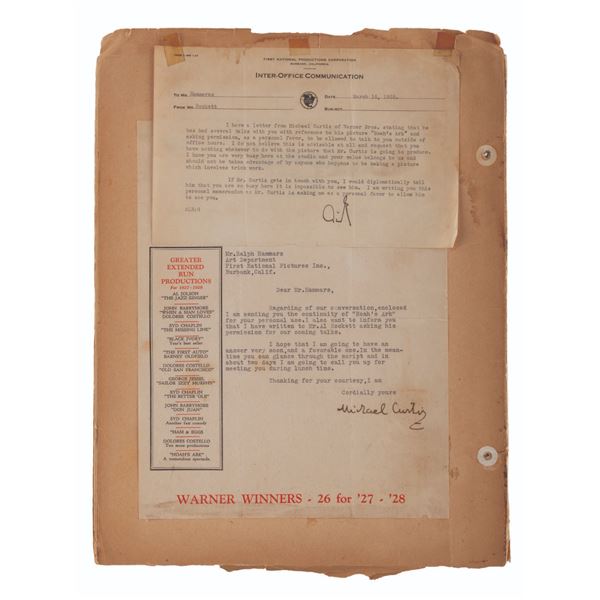 A Rare Director Michael Curtiz Signed Letter.