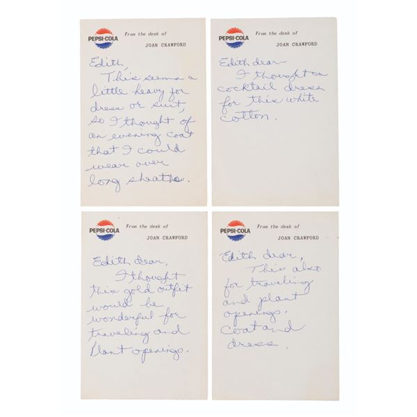 Joan Crawford's Notes to Edith Head.