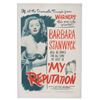 Image 1 : A "My Reputation" Linen-Backed One-Sheet.