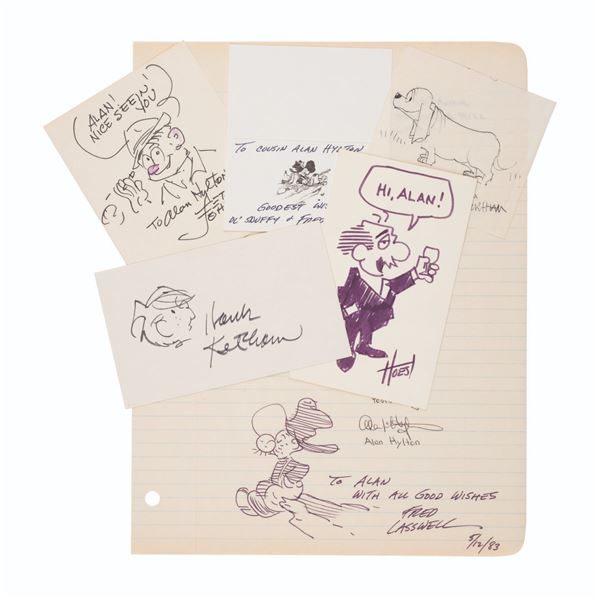 A Collection of Signed Comic Strip Cartoonists' Drawings.