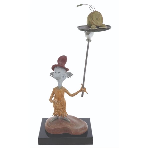 A Limited Edition Bronze Green Eggs and Ham Scultpure.