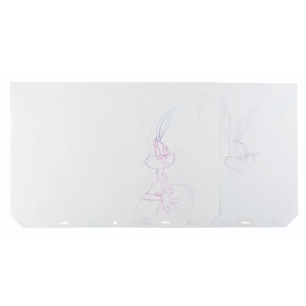 A Pair of "Space Jam" Bugs Bunny Production Drawings.