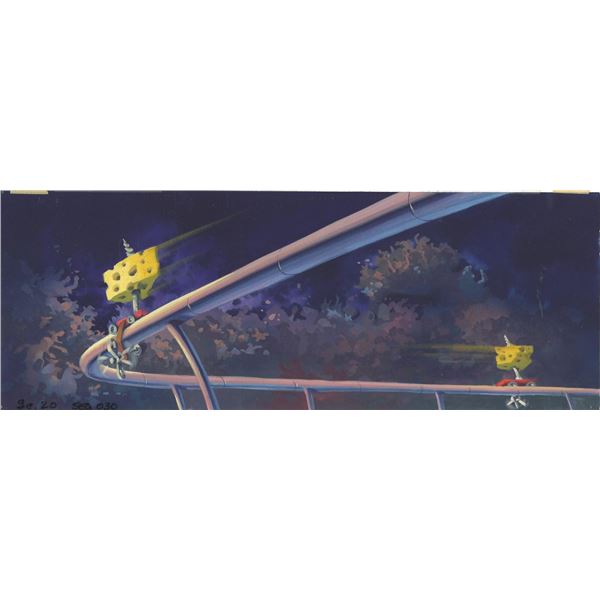 An "All Dogs Go to Heaven" Color Key Concept Painting.
