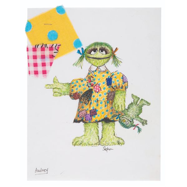 A "Sesame Street" Grouch Costume Concept with Fabric Samples.