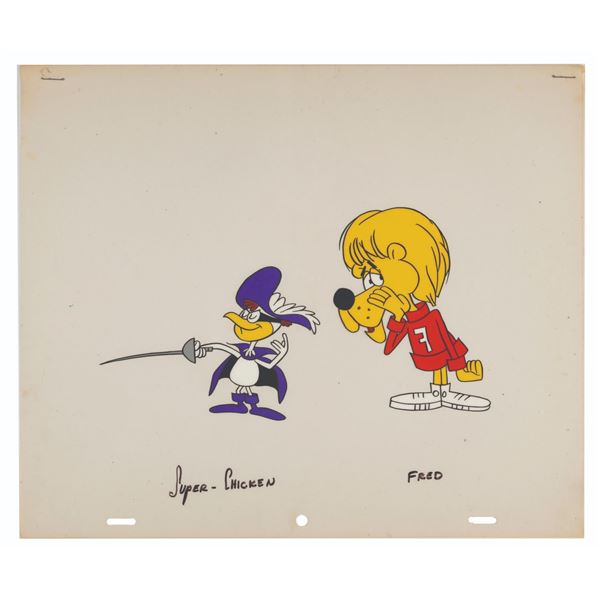 A Super Chicken and Fred Lion Scene Cel.