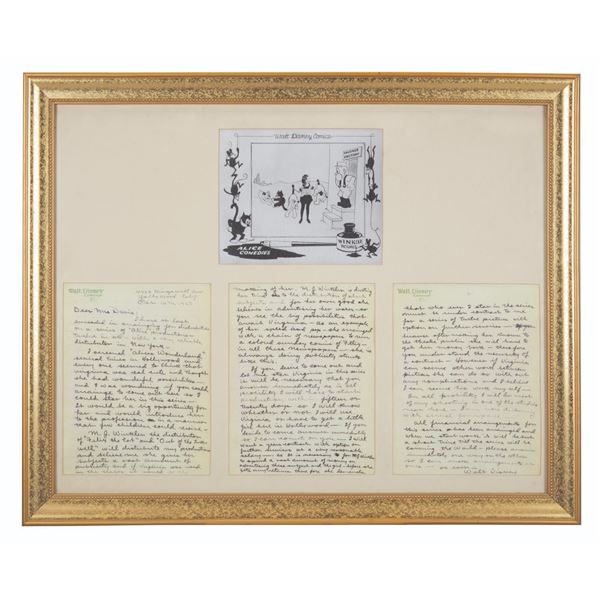 A Framed Fascimile of Walt Disney's Letter to Mrs. Davis.