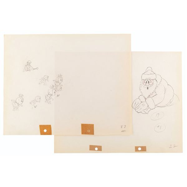 A Pair of "The Night Before Christmas" Production Drawings.