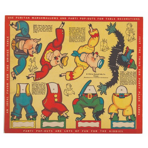 A Puritan Marshmallow "Three Little Pigs" Parti Pop-Outs.