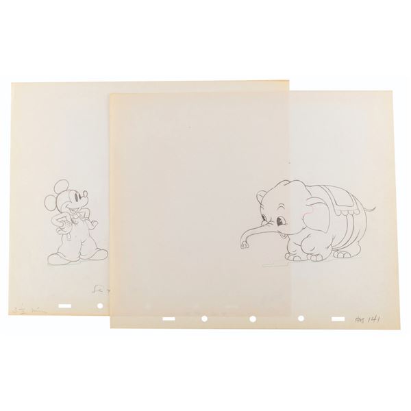 A Pair of "Mickey's Elephant" Production Drawings.