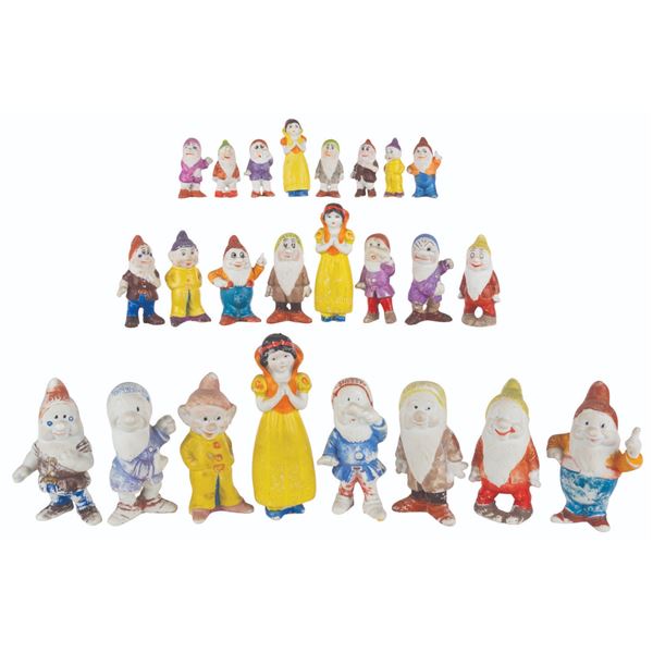 Three Rare "Snow White and Seven Dwarfs" Bisque Figurine Sets.