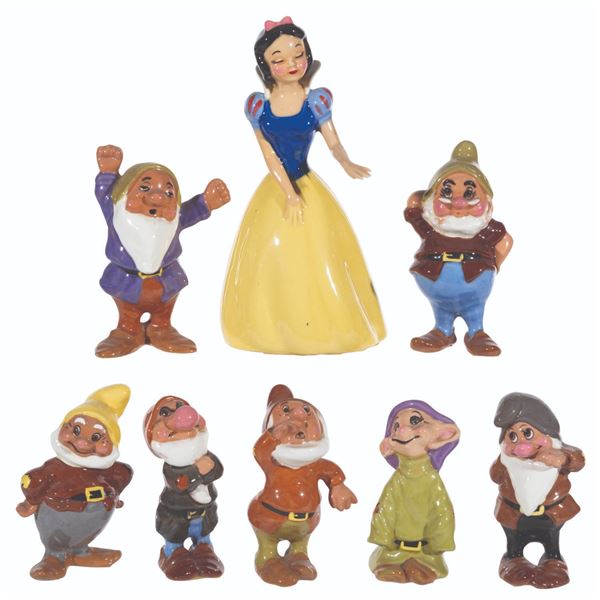 A Rare Set of Large "Snow White and the Seven Dwarfs" Figurines.
