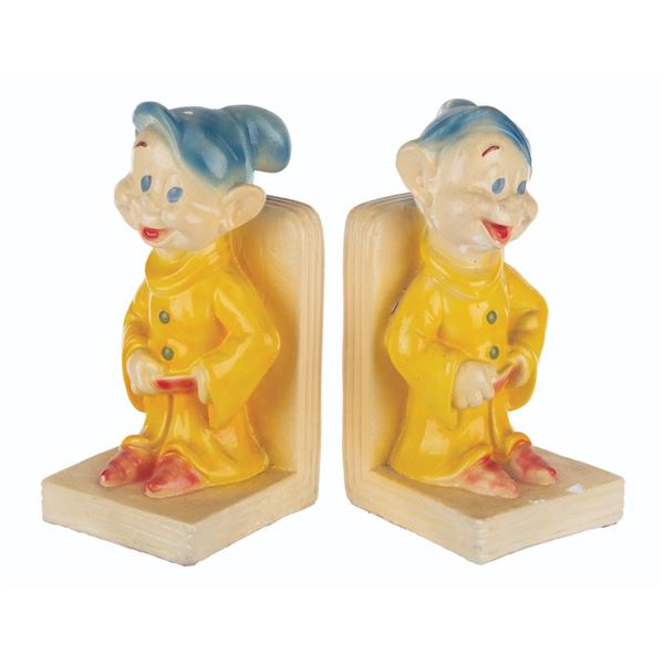 A Set of "Snow White" Dopey Bookends by La Mode.