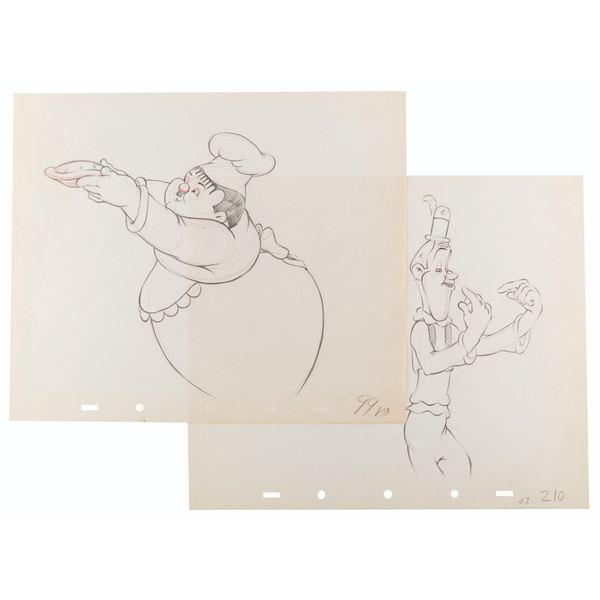 A Pair of "Mother Goose Goes Hollywood" Production Drawings.