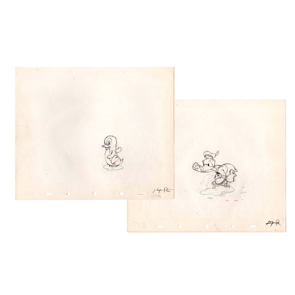 A Pair of “Donald’s Penguin” Original Production Drawings.