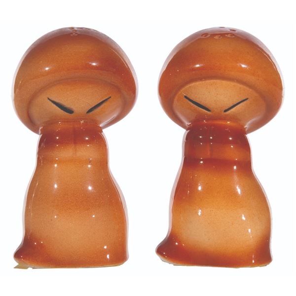 A "Fantasia" Mushroom Salt and Pepper Shaker Set.