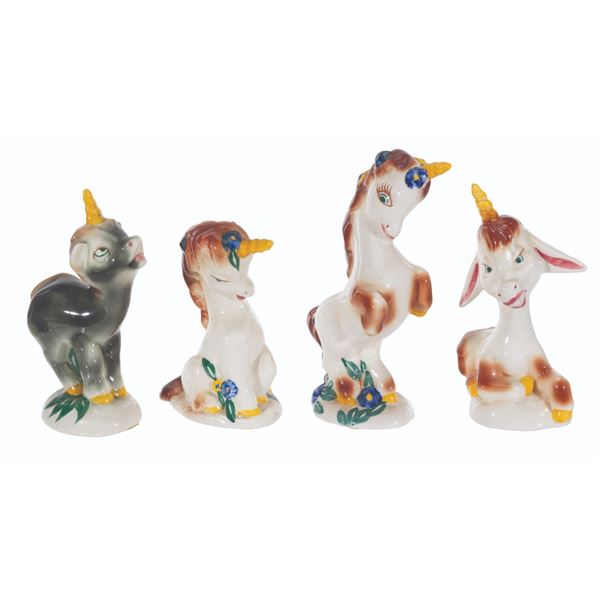 A Set of Vernon Kilns "Fantasia" Unicorn Figurines.