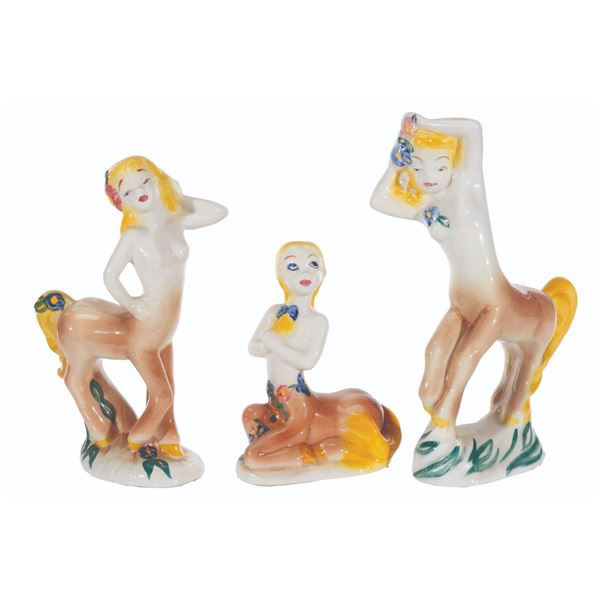 A Collection of Vernon Kilns "Fantasia" Centaurette Figurines.