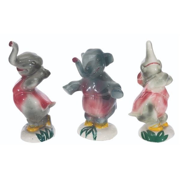 Three Vernon Kilns "Fantasia" Elephant Figurines.
