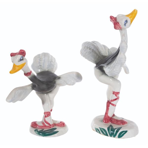 A Pair of Vernon Kilns "Fantasia" Ostrich Figurines.