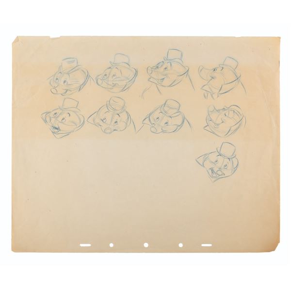An "Ichabod and Mr. Toad" Mole Original Model Drawing.