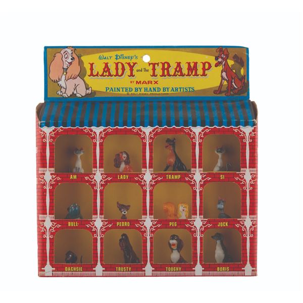 A Marx Disneykins "Lady and the Tramp" Kennel Set.
