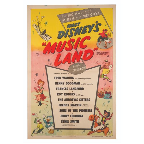 A Walt Disney's "Music Land" One-Sheet.