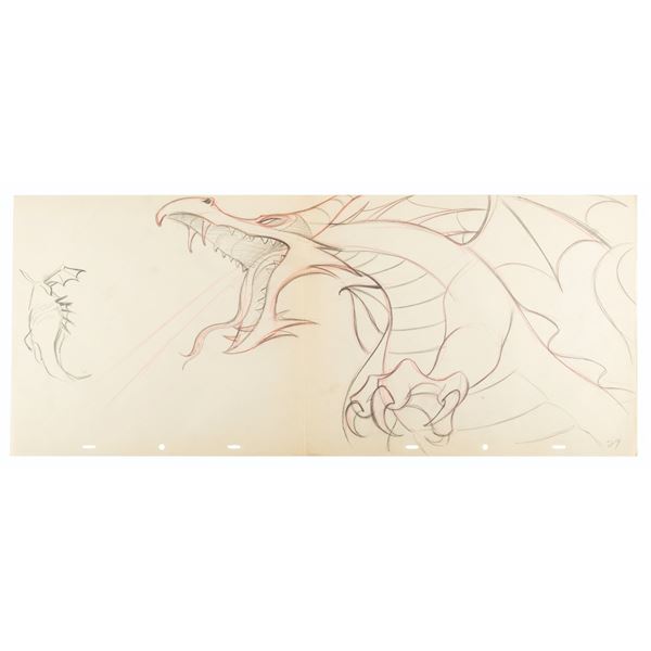 A "Sleeping Beauty" Maleficent Dragon Pan Production Drawing.