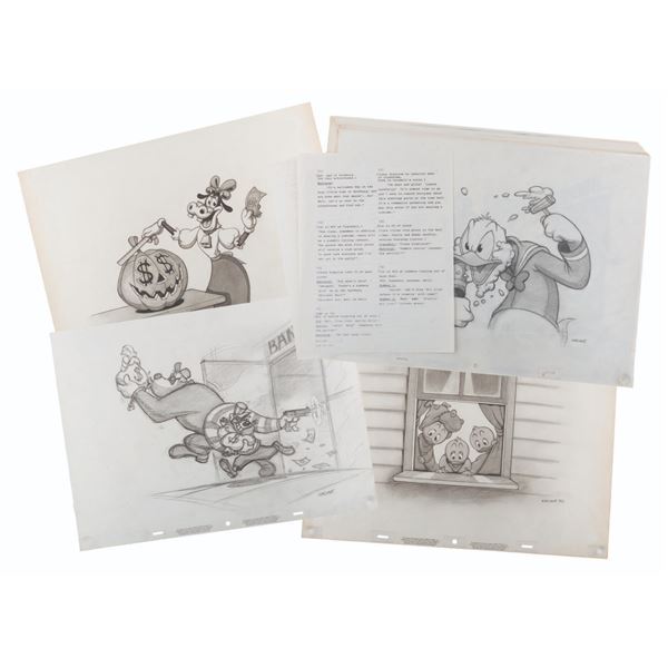 A Set of Large Donald Duck Halloween Special Drawings.