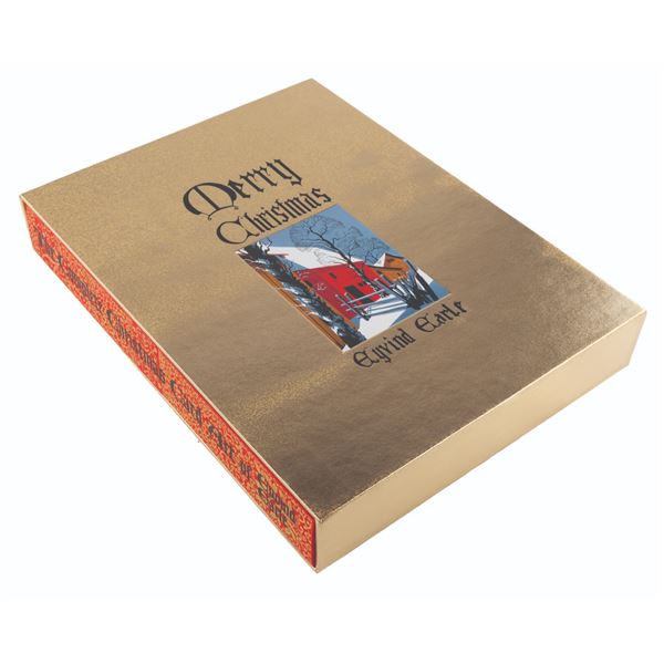 A Signed Eyvind Earle Christmas Card Art Book.