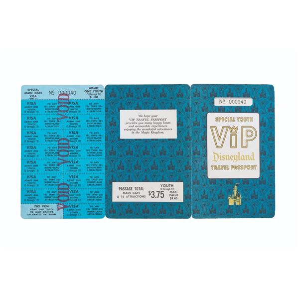 A Disneyland VIP Special Youth Travel Passport.