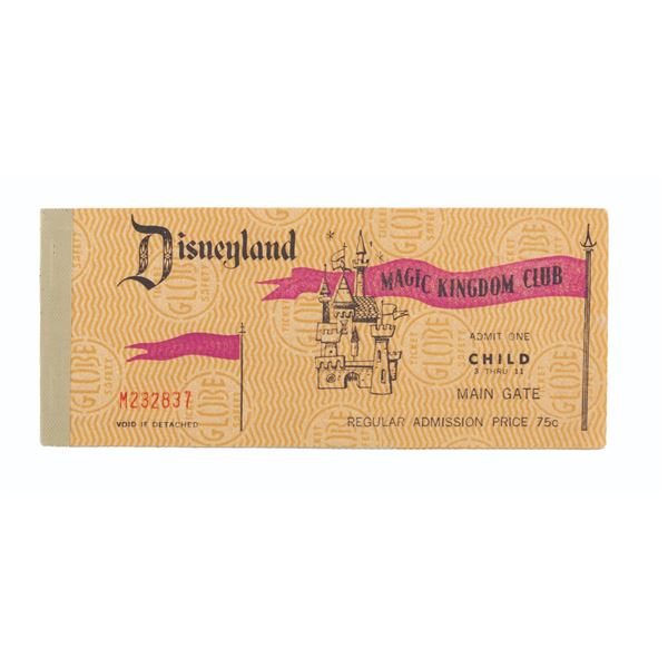 A Disneyland Magic Kingdom Club Child 10 Ticket Book.