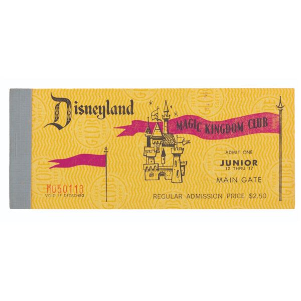 A Disneyland Magic Kingdom Club Junior Ticket Book.