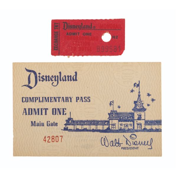 A Disneyland Complimentary Pass and Exchange Ticket.