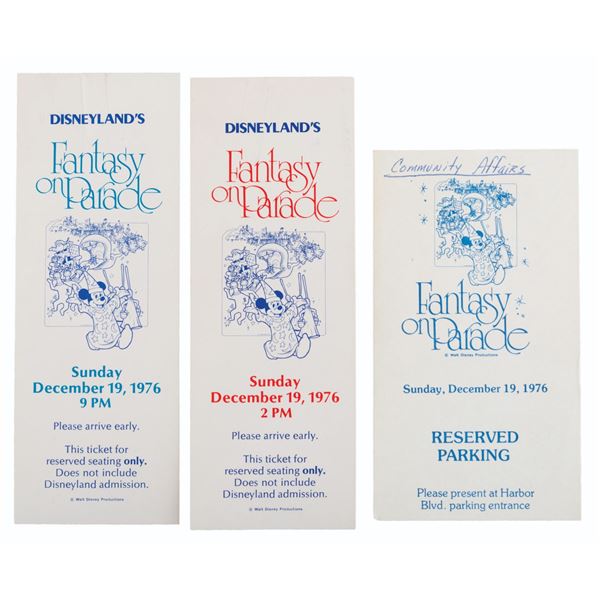 A 1976 Disneyland Fantasy on Parade Ticket Collection.