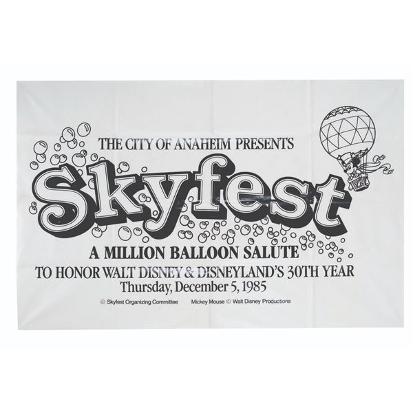 A Disneyland 30th Anniversary Anaheim Skyfest Banner.