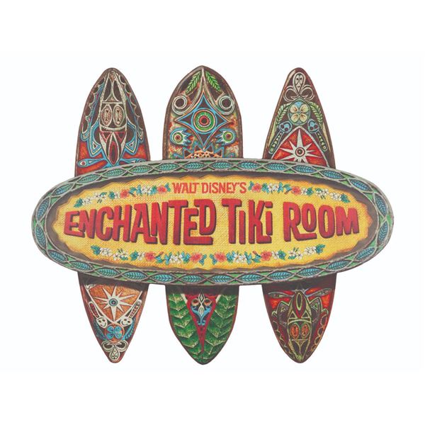 A Walt Disney's Enchanted Tiki Room Sign Replica.