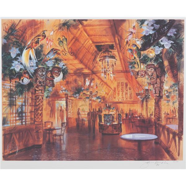 A John Hench Enchanted Tiki Room Concept Art Lithograph.
