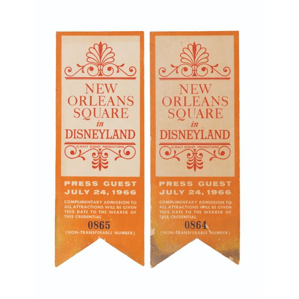 A Pair of New Orleans Square Opening Press Passes.
