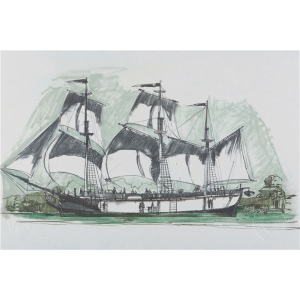 A Herb Ryman Columbia Sailing Ship Lithograph Print.