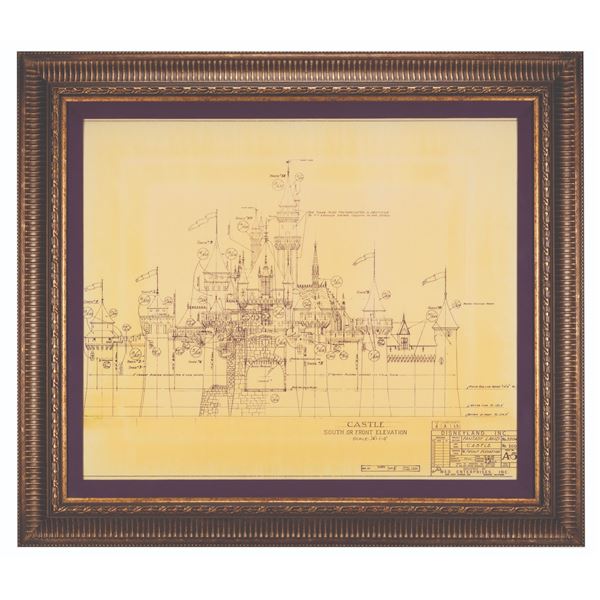 An Original Disneyland Sleeping Beauty Castle Architectural Print.